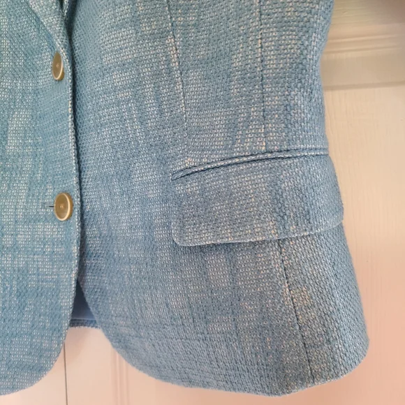 🔥Talbots Blazer Blue Tweed Jacket Women Size 10 NWT linen cotton blend - Picture 6 of 17